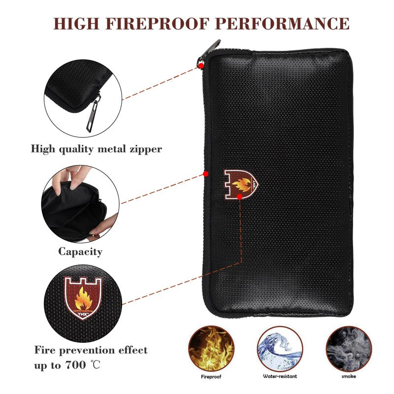 Fireproof Waterproof Document Bag for Cash, Passports & Valuables - 8.2x4.7 Inches