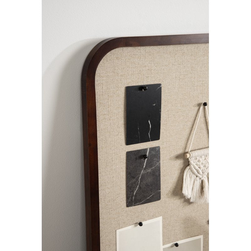 Transitional Pinboard Wall Organizer 20x30 with Fabric Surface - Walnut Brown
