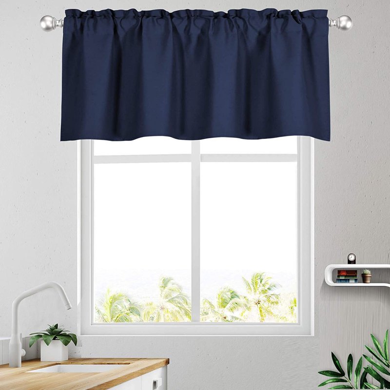Blackout Valance Curtain for Kitchen & Living Room 57x18 Inches – Decorative Window Treatment