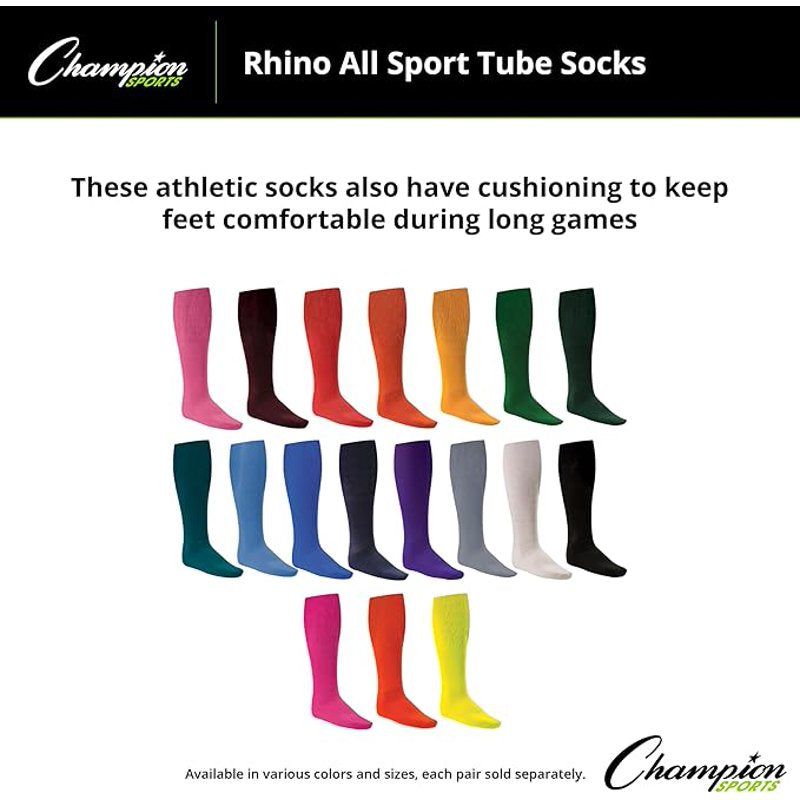 Champion Rhino All Sport Tube Socks - Cushioned, Stay-In-Place Fit, Medium (8.5-10) - Kelly Green