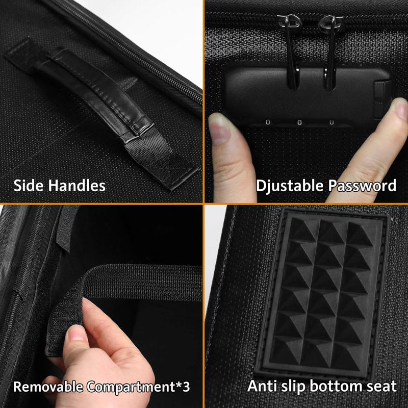 Fireproof Document Safe Box with Lock - Collapsible Water-Resistant File Organizer