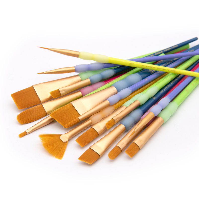 15Pcs Gold Taklon Art & Craft Brush Set - Versatile Painting Tools