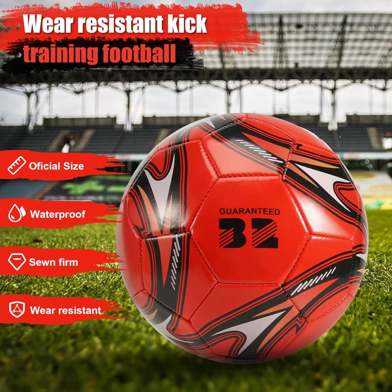 Bestek No. 5 Soccer Ball - Red Variation for Youth & Adults, PU Surface, Durable Training Ball