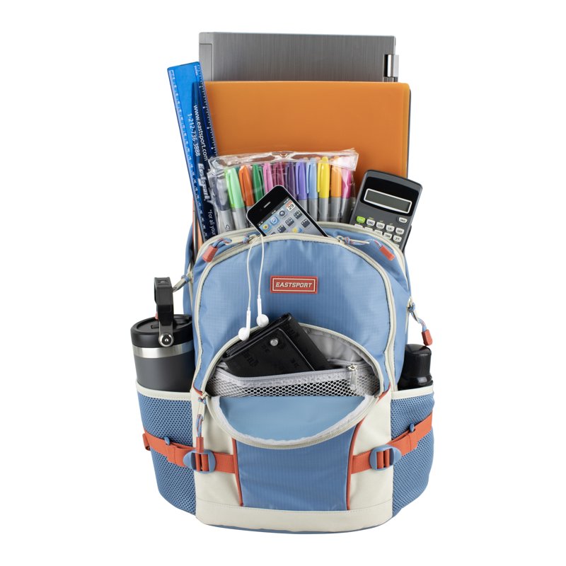 Unisex 18.5-Inch Athletic Backpack with Laptop Sleeve - Blue Ripstop