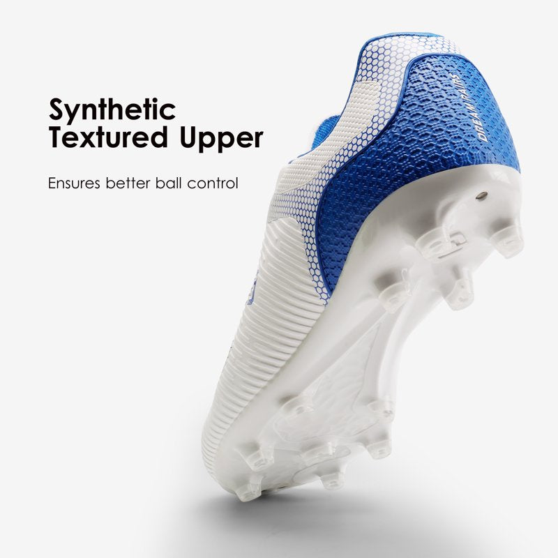 Dream Pairs Men’s Soccer Cleats Firm Ground Outdoor Shoes White/Royal 12