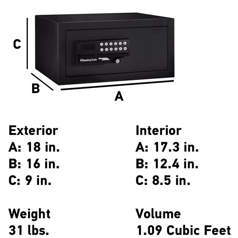 Digital Card Swipe Security Safe 1.09 Cu. Ft. with Key Lock & LED Light