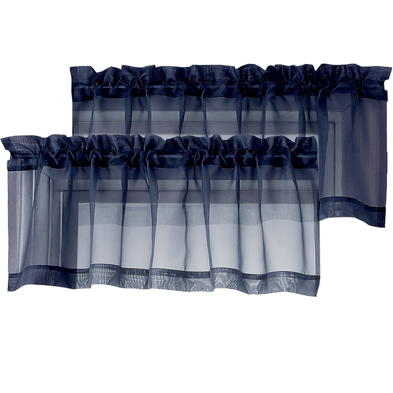 Sheer Window Valances 2 Pack - Light Diffusing Curtains for Small Windows