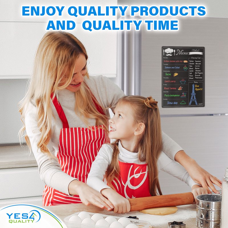 Magnetic Dry Erase Menu Board 16x12 Inch Kitchen Blackboard Meal Planner