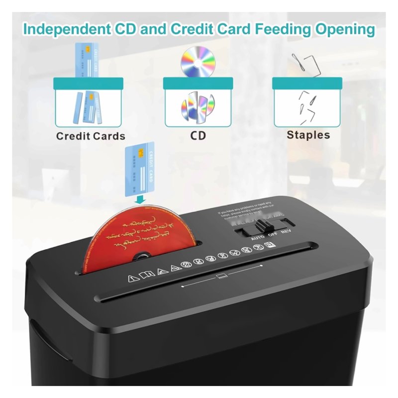 10-Sheet Cross Cut Paper Shredder with CD Credit Card Security Auto Jam Proof Basket