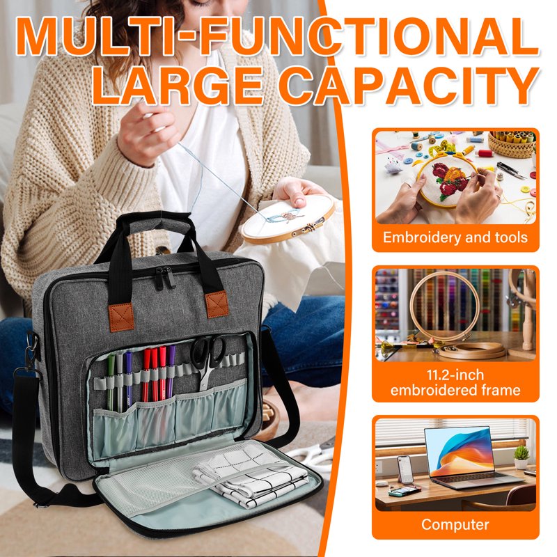 Embroidery Floss Organizer Bag with Multiple Pockets - Portable Sewing & Cross Stitch Storage