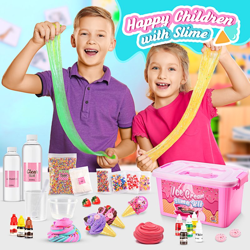 DIY Slime Making Kit for Girls - Ice Cream & Fruit Shapes, Creative Craft Toy, Ages 6-12