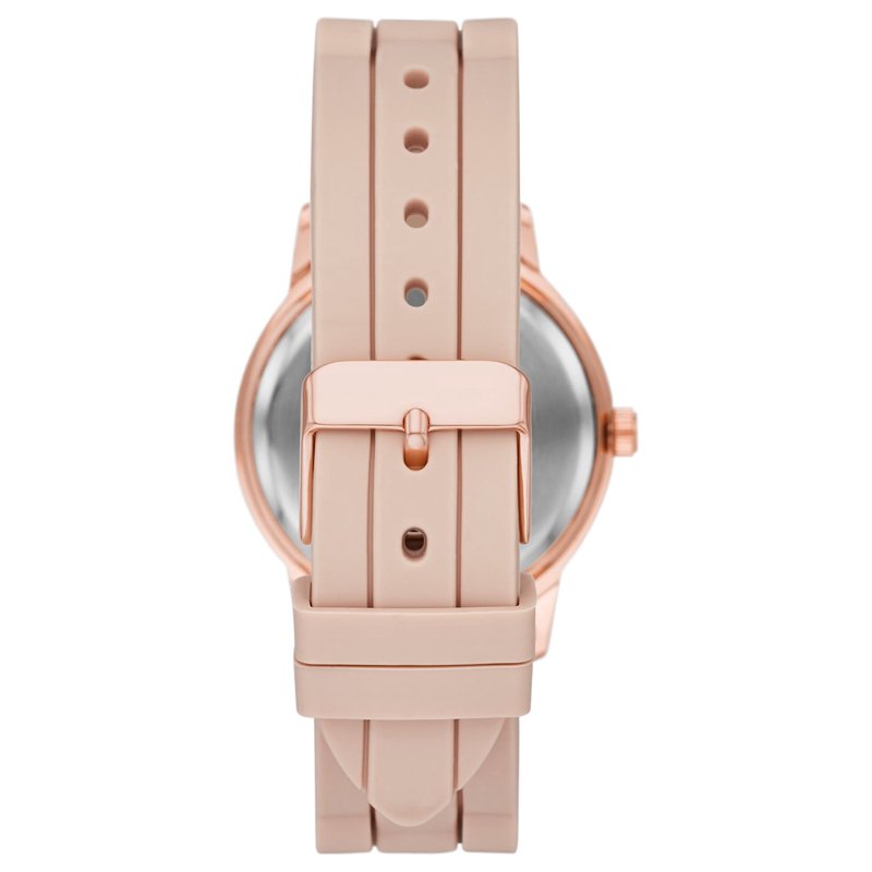 Women's Rose Gold Watch with Blush Bezel and Silicone Strap – Easy Read Dial, 38mm