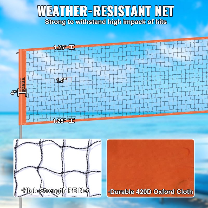 Adjustable Volleyball & Badminton Net Set with Ball, Pump & Carry Bag for Kids & Adults