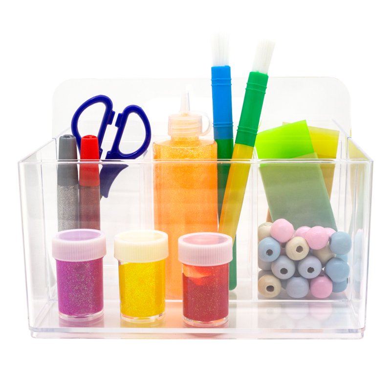 Clear Portable Storage Caddy Organizer for Arts, Crafts & School Supplies