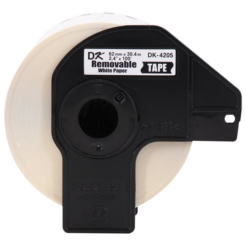 Removable White Paper Label Tape for Brother QL Printers - 2.4 in x 100 ft