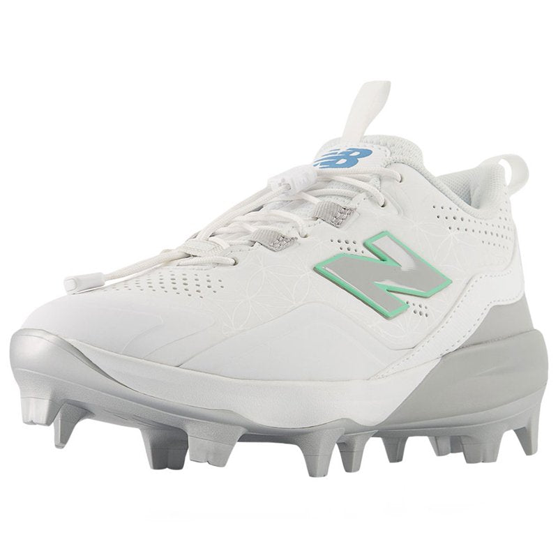 Youth Baseball Cleats White TPU Molded Spikes for Kids Performance