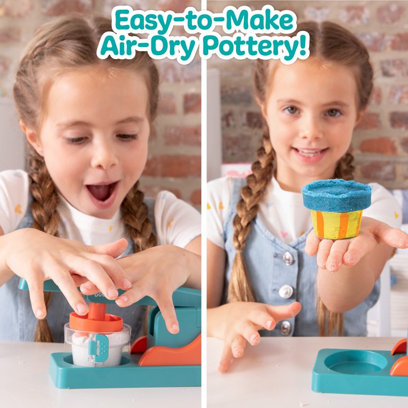 Kids Sand Dough Pottery Press Kit with Paint & Tools for Ages 6+