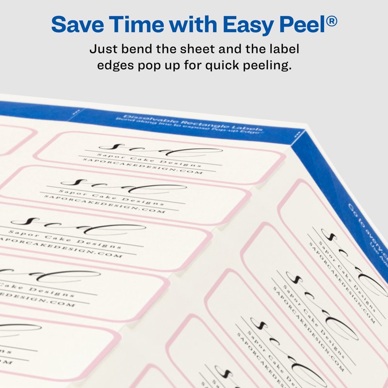 Dissolvable Labels 1-1/4 x 2-3/8 inch, Waterproof, Food Safe, 90 Sheets