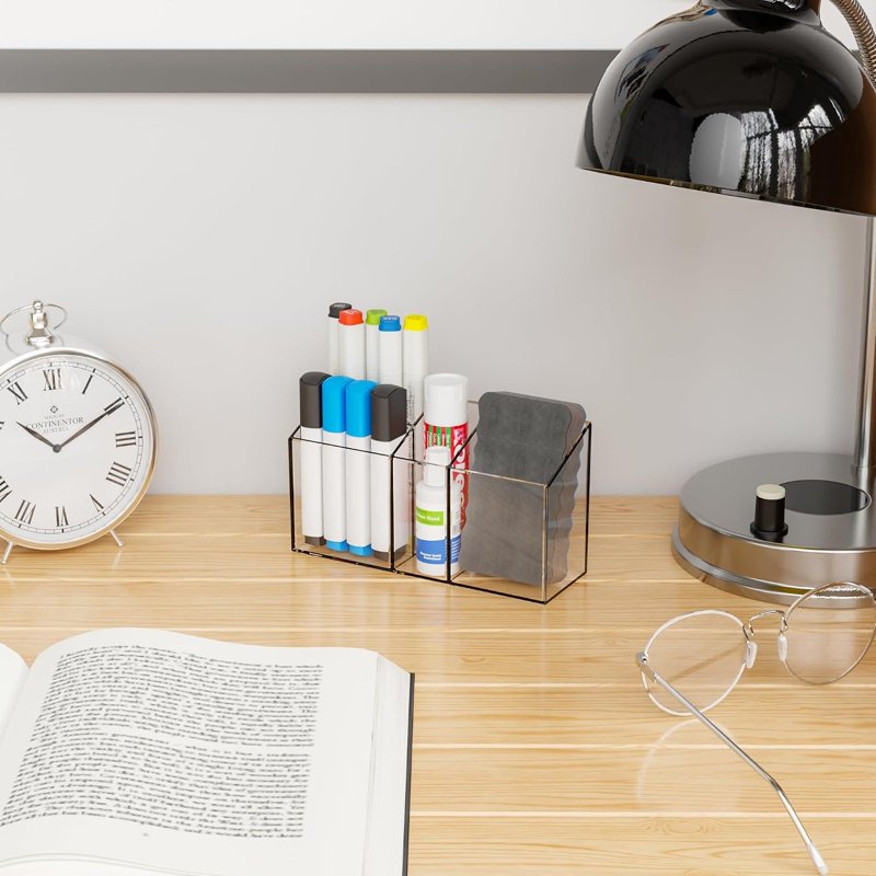 Magnetic Pen Holder with 4 Compartments for Whiteboards & Fridges