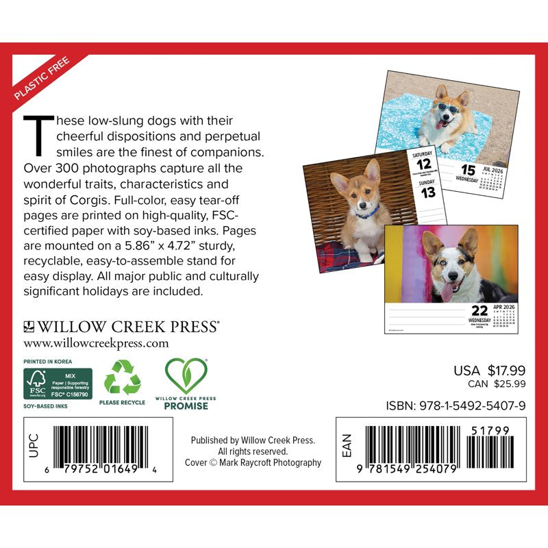 Corgis 2026 Box Calendar - Adorable Pet Dog Short-Legged Dog Breed