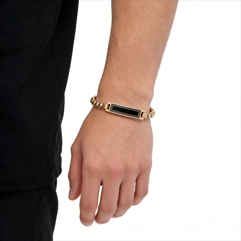 Men's 18K Gold Plated Stainless Steel ID Bracelet - Classic Jewelry