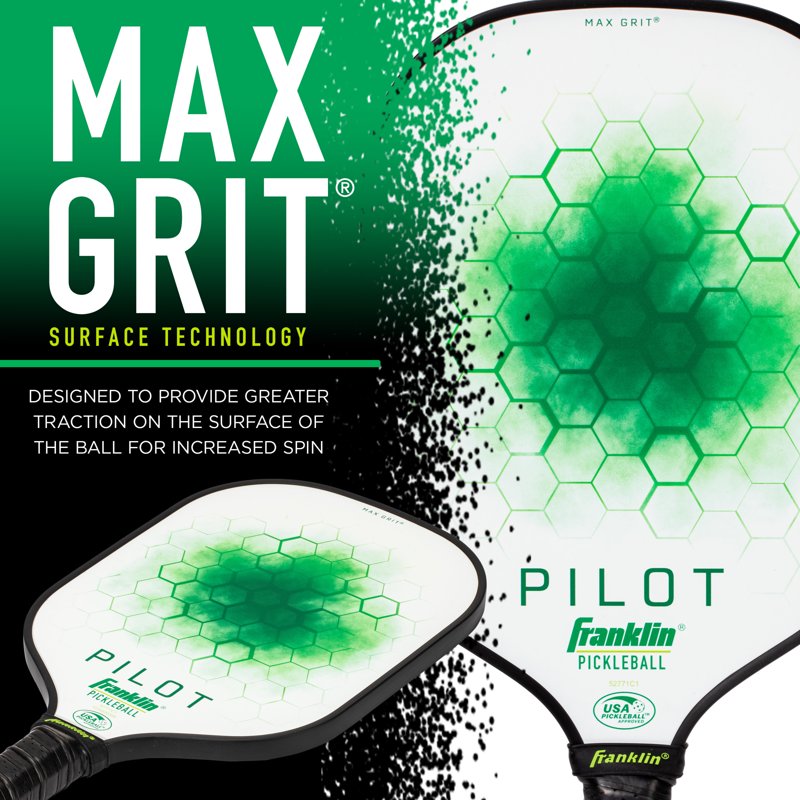 Pilot Pickleball Paddle - 10mm Polypropylene Core USAPA Approved (White/Green) Lightweight