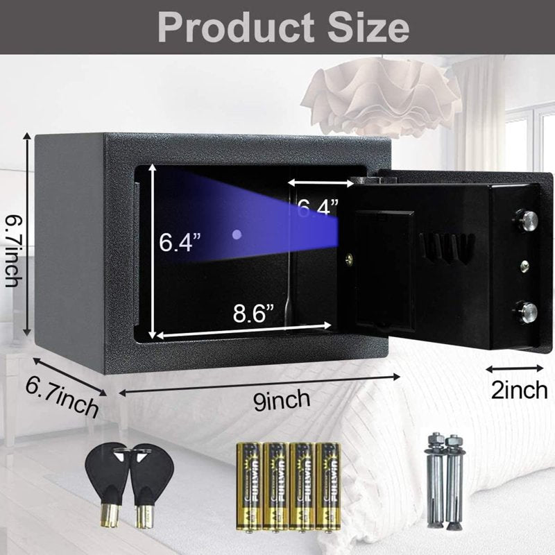 Electronic Digital Safe Box 0.25 Cu Ft Home Office Security Lock with Keypad
