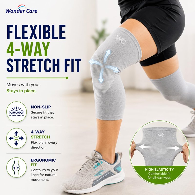 Bamboo Knee Compression Sleeve for Men Women Support & Pain Relief
