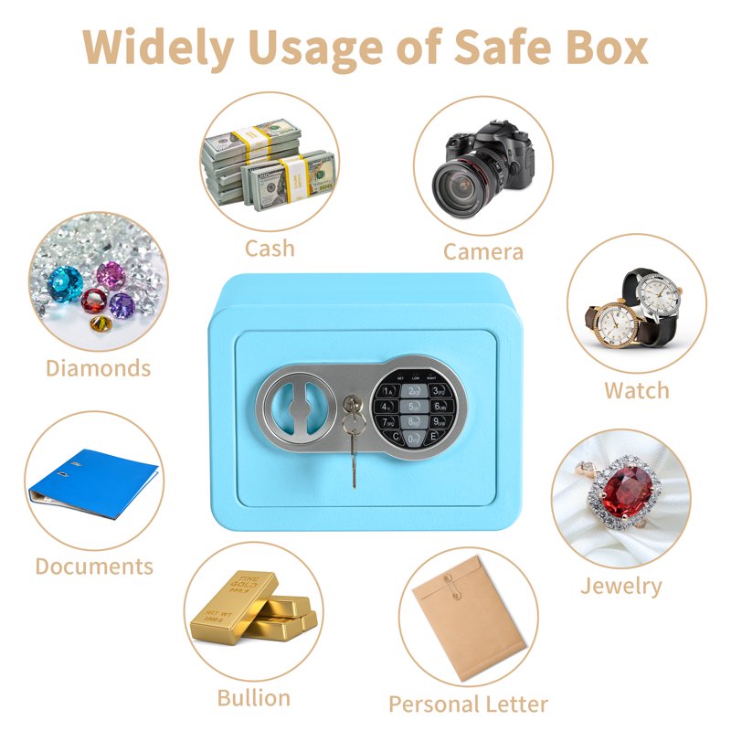 Digital Steel Safe Box with Fireproof Money Bag for Home Security