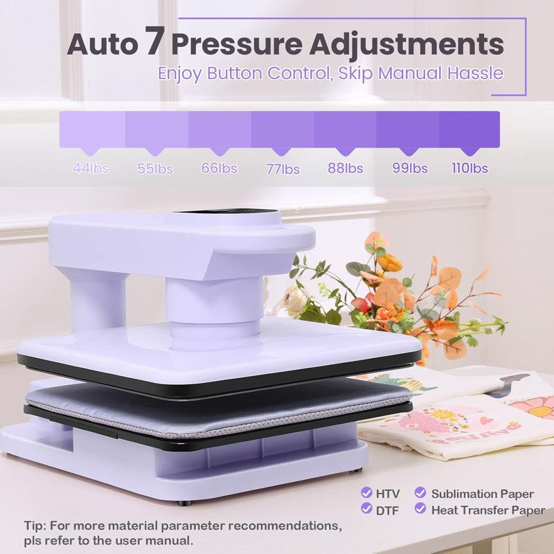 Automatic 15x15 Heat Press Machine with 360° Swing & High Workspace for Sublimation T-Shirts and Hoodies