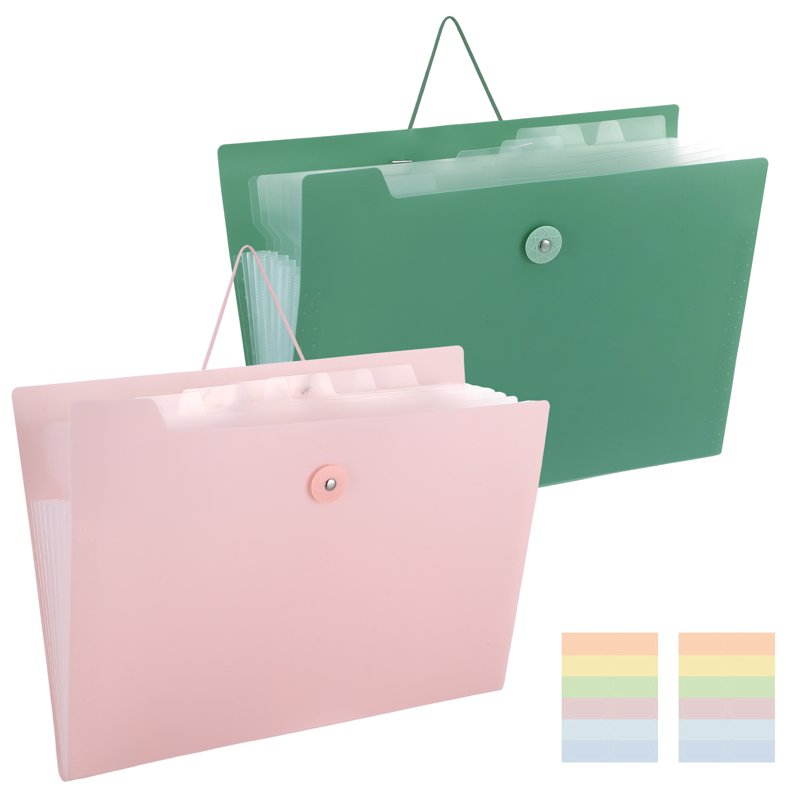 2 Pack Accordion File Organizer with Pockets, Waterproof Document Folders, 8 Expandable Sections, Portable Office & Home Storage