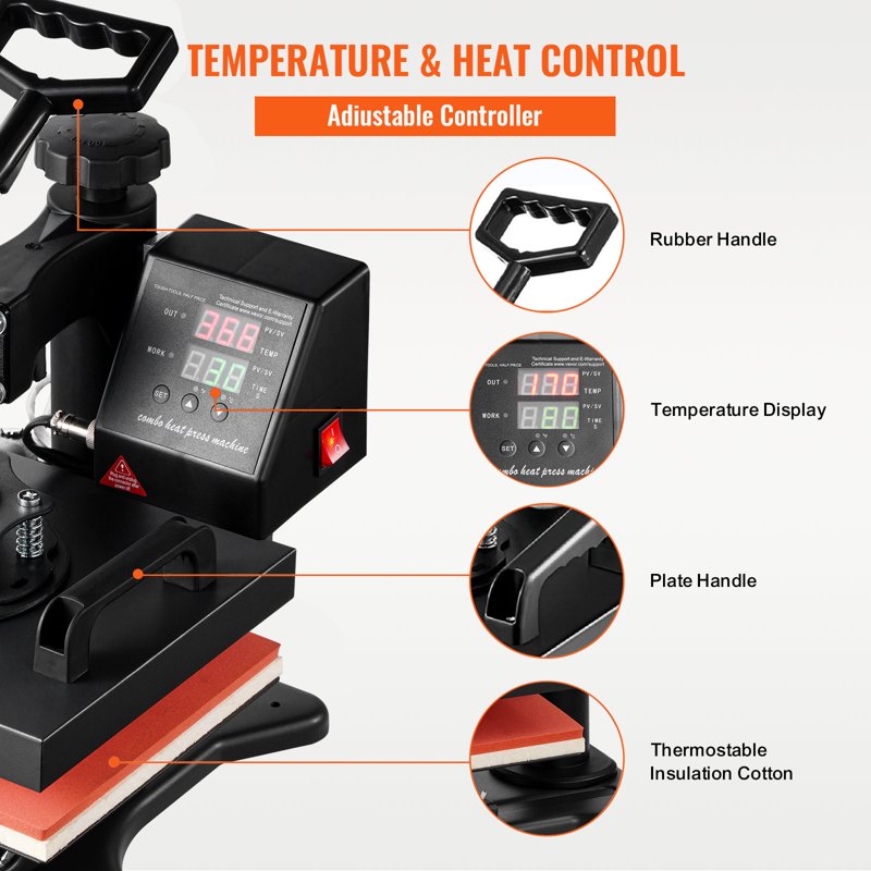 12x10 Inch Heat Press Machine for Sublimation T-Shirts & Crafts - Dual Digital Control
