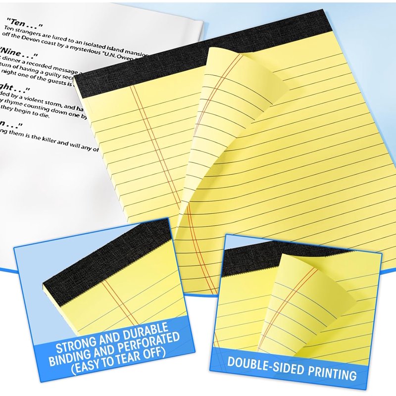Legal Pads 8.5 x 11 Inches - Wide Ruled Notepads with Perforated Pages, 30 Sheets/Pack