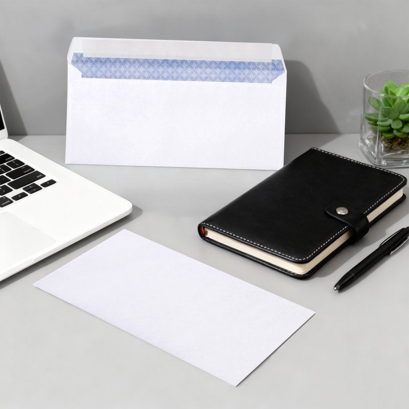 100 White #10 Mailing Envelopes with Self-Seal Privacy Tint - Business Use