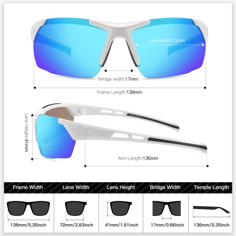 Sport Sunglasses UV400 Wrap Around Cycling Running Baseball Sun Glasses