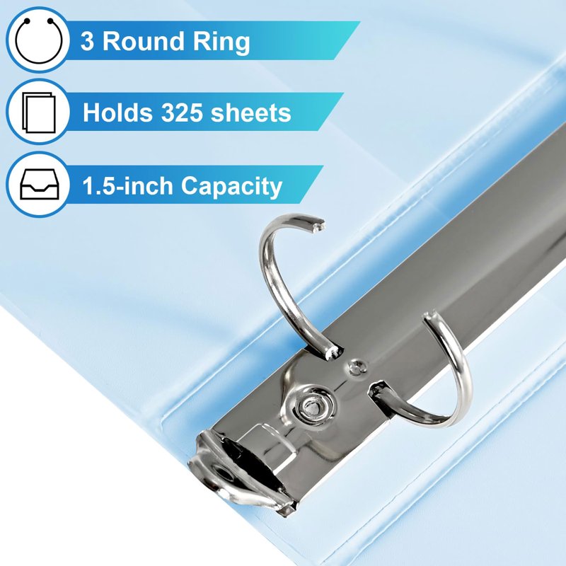 3-Ring Binder 1.5 Inch Capacity - Pack of 4 Blue Organizational Notebooks