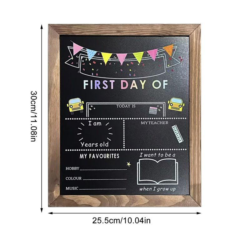 Double-Sided Wooden Chalkboard Sign for Back to School 10x11 Inches