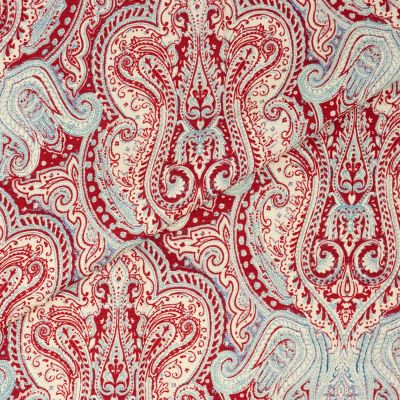 Red Paisley Cotton Fabric by the Yard for Quilting & Sewing - 44" Wide