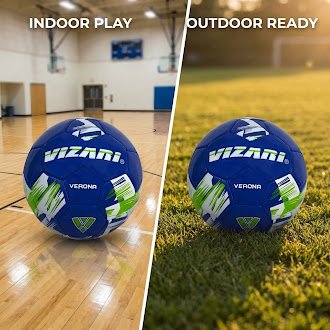 (3 Pack) Vizari Verona Soccer Ball - Sizes 3 4 5 - Durable TPS Shell, Reinforced Bladder - Indoor & Outdoor - Blue/White/Green