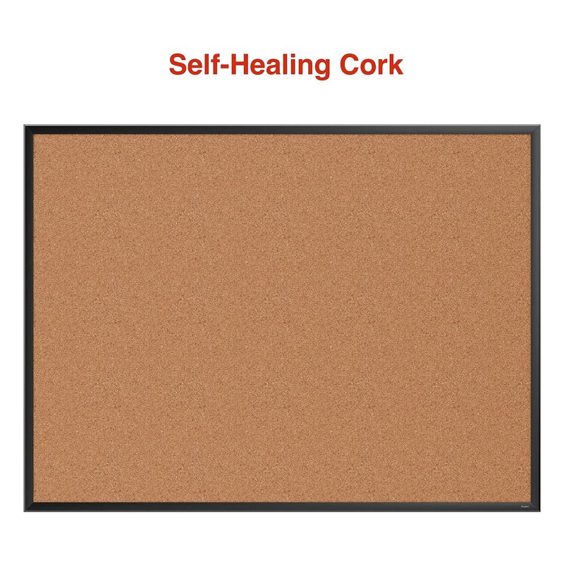 Large Cork Bulletin Board with Black Aluminum Frame 4' x 3' Wall Mount