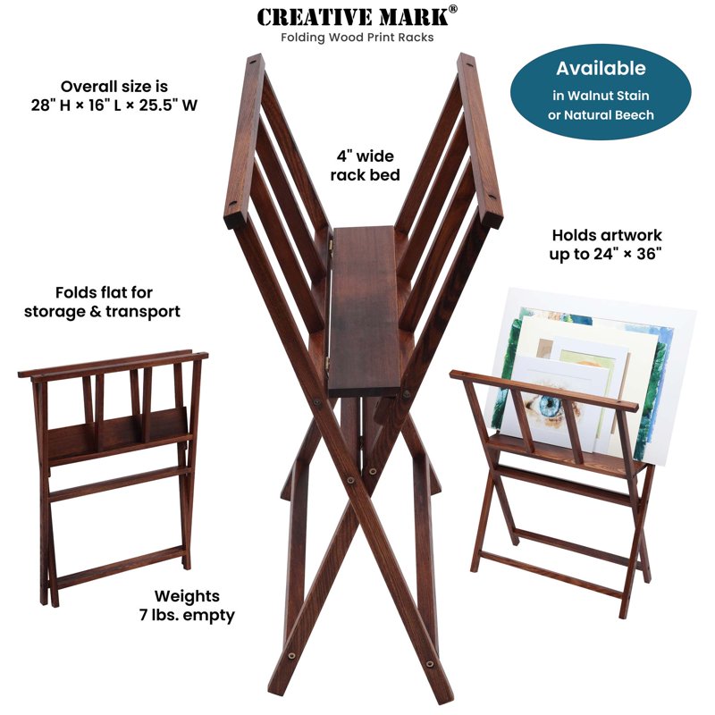 Foldable Wooden Art Display Rack for Artwork & Canvas Storage