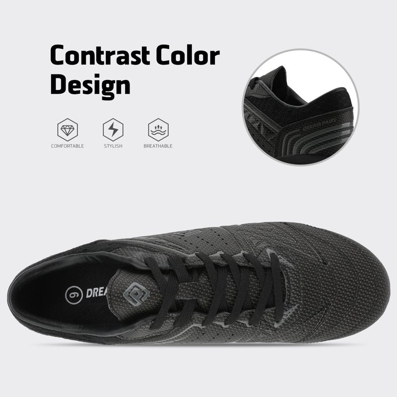 Dream Pairs Men Soccer Cleats - Black/Dark Grey, Outdoor Football Shoes