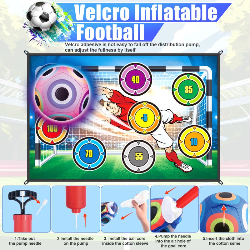 Indoor Outdoor Soccer Game Set for Kids with 2 Balls & Target Board
