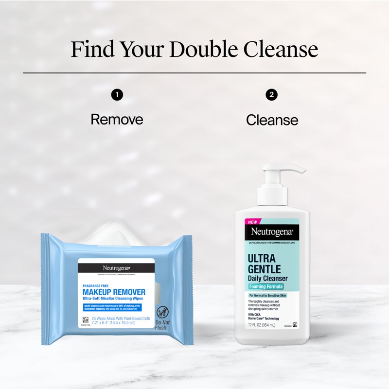 Micellar Makeup Remover Wipes - Gentle, Hypoallergenic, Travel-Size 20 Count