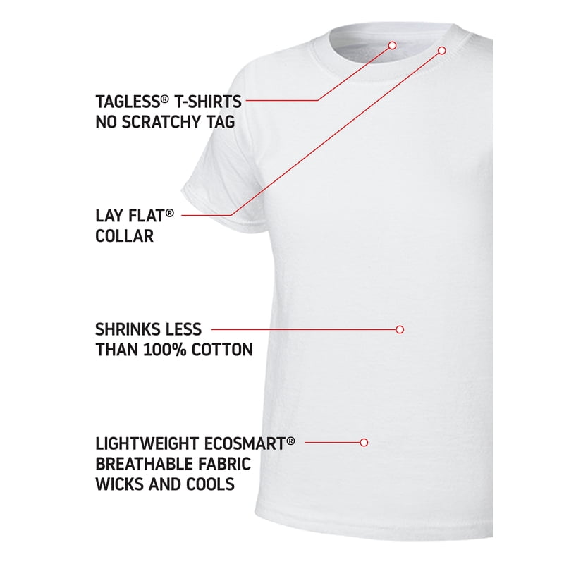 Hanes Boys' EcoSmart Crew Undershirt Pack - Breathable Tagless Cotton Blend