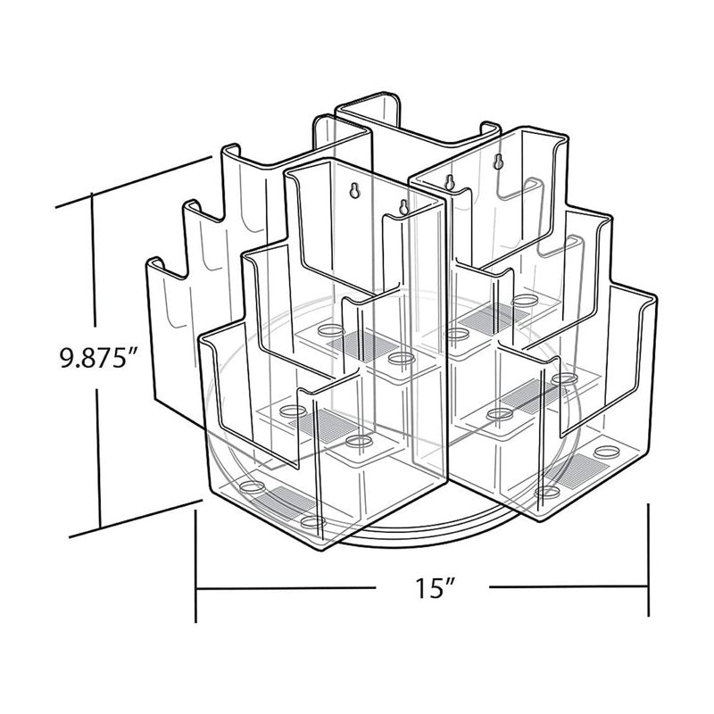 12-Pocket Three-Tier Revolving Brochure Holder for Countertop Displays