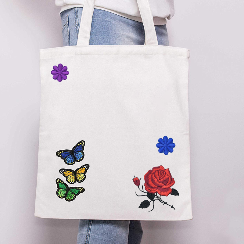 23-Piece Flower Embroidered Iron-On & Sew-On Patches for Clothing DIY