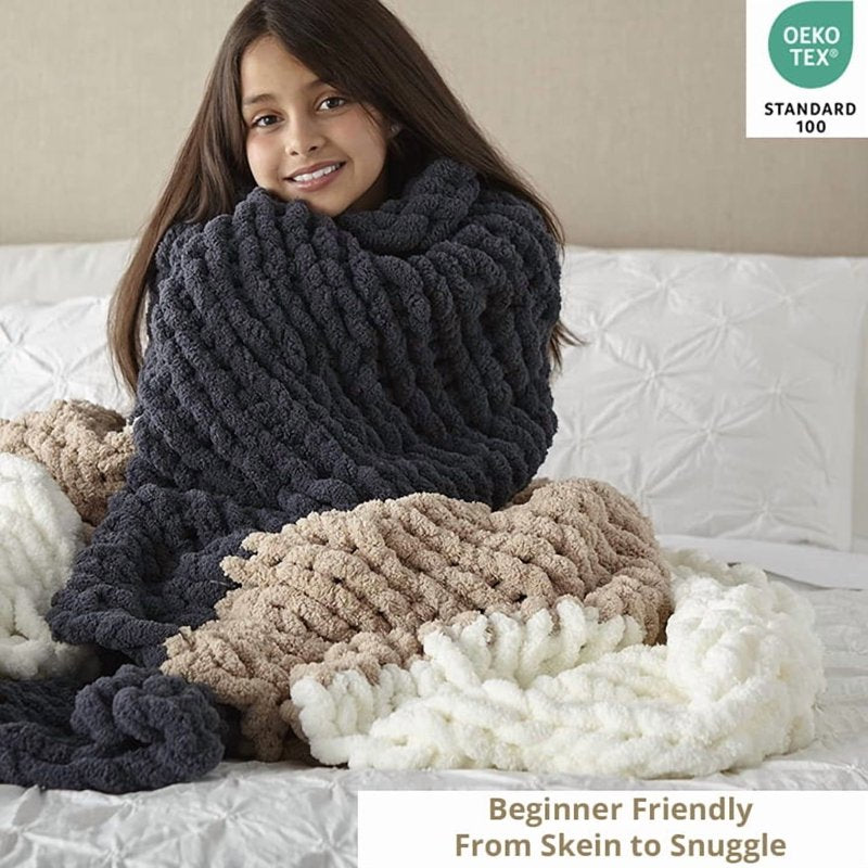 Chunky Chenille Yarn 8 Pack - Soft Thick Wool for Knitting & Crocheting