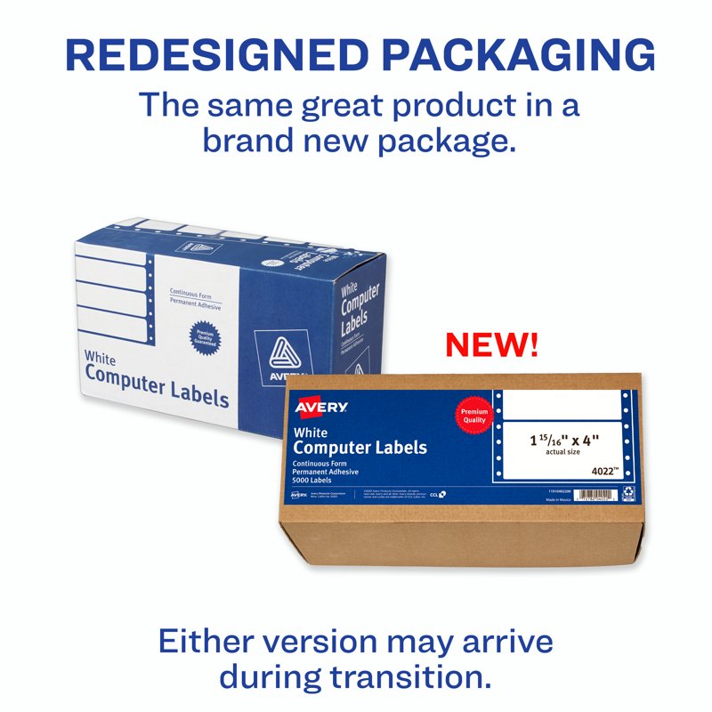 Avery Dot Matrix Labels 1-15/16 x 4 Inches 5,000 Count - Permanent Adhesive Shipping & Office Labels