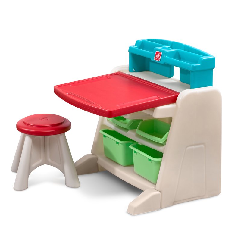 Toddler Art Easel with Storage and Adjustable Surface - Kids Craft Desk